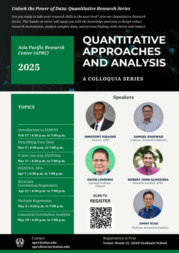 Quantitative Approach and Analysis A Colloquia Series